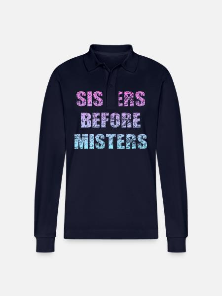 sisters before misters - Stanley/Stella Organic Unisex Long-Sleeved Polo Shirt Prepster - navy
