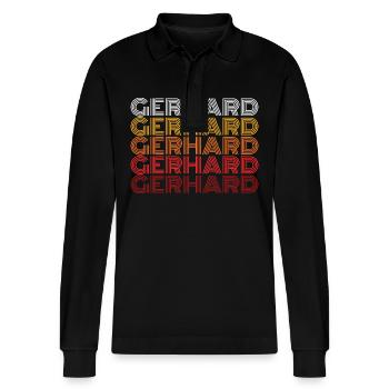 Gerhard - Stanley/Stella Organic Unisex Long-Sleeved Polo Shirt Prepster - black - Front - Anna (173cm) & Nico (186cm)