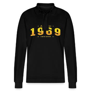 Millésime 1969 - Génial Depuis 1969 56ème anniversaire - Polo à manches longues bio PREPSTER Stanley/Stella Unisexe - noir - Devant - Anna (173cm) & Nico (186cm)