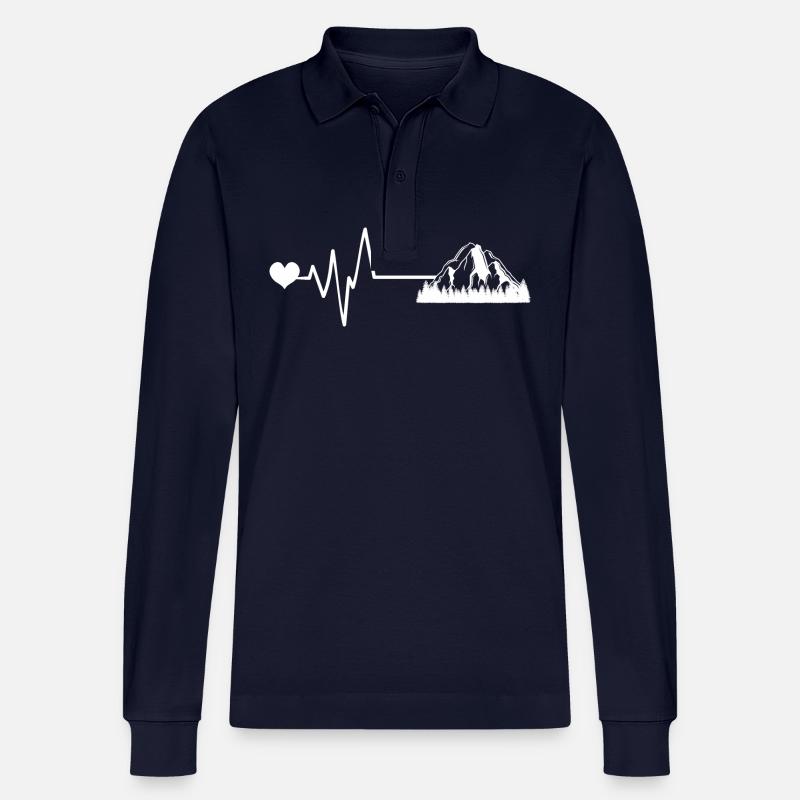 Berge Puls Herz - Stanley/Stella Unisex Bio-Langarm-Poloshirt Prepster - Navy
