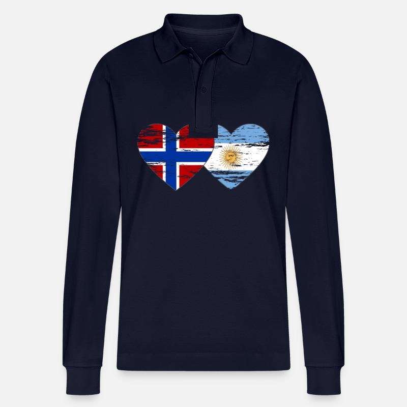 Norvège Argentine Drapeau utilisé - Polo à manches longues bio PREPSTER Stanley/Stella Unisexe - bleu marine