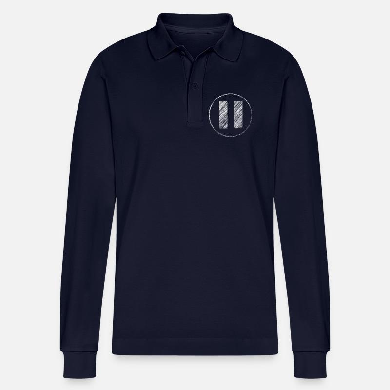 Handgezeichnetes Pause-Symbol im Scribble-Look - Stanley/Stella Unisex Bio-Langarm-Poloshirt Prepster - Navy