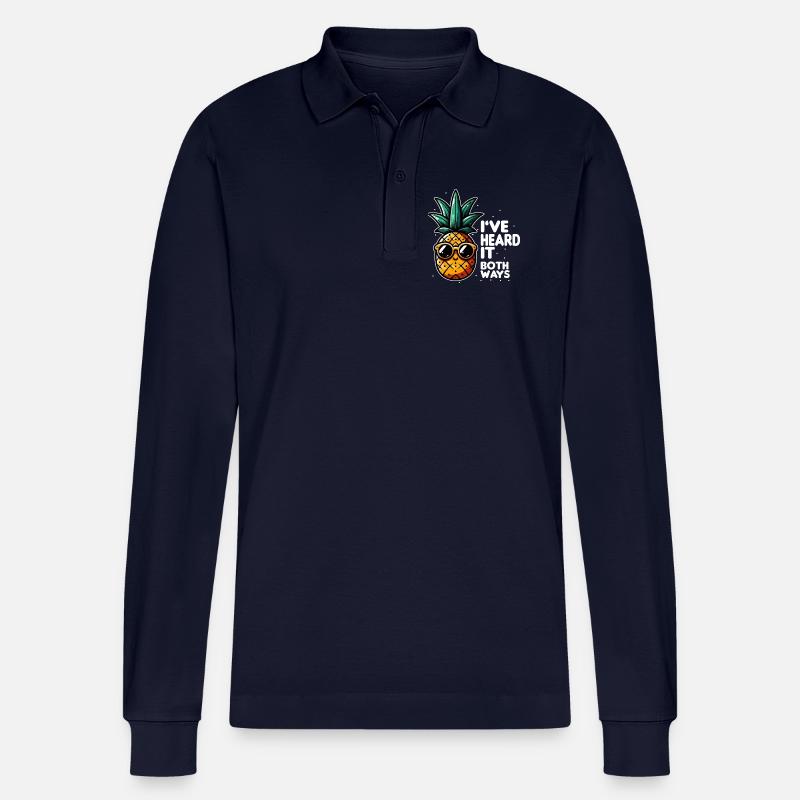 Ananas-Slogan mit doppelter Bedeutung - Stanley/Stella Unisex Bio-Langarm-Poloshirt Prepster - Navy