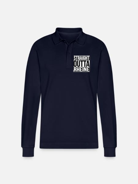 STRAIGHT OUTTA RHEINE - Stanley/Stella Organic Unisex Long-Sleeved Polo Shirt Prepster - navy