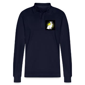 Cool bunny in punk rock & pop art style - Stanley/Stella Organic Unisex Long-Sleeved Polo Shirt Prepster - navy - Front - Anna (173cm)