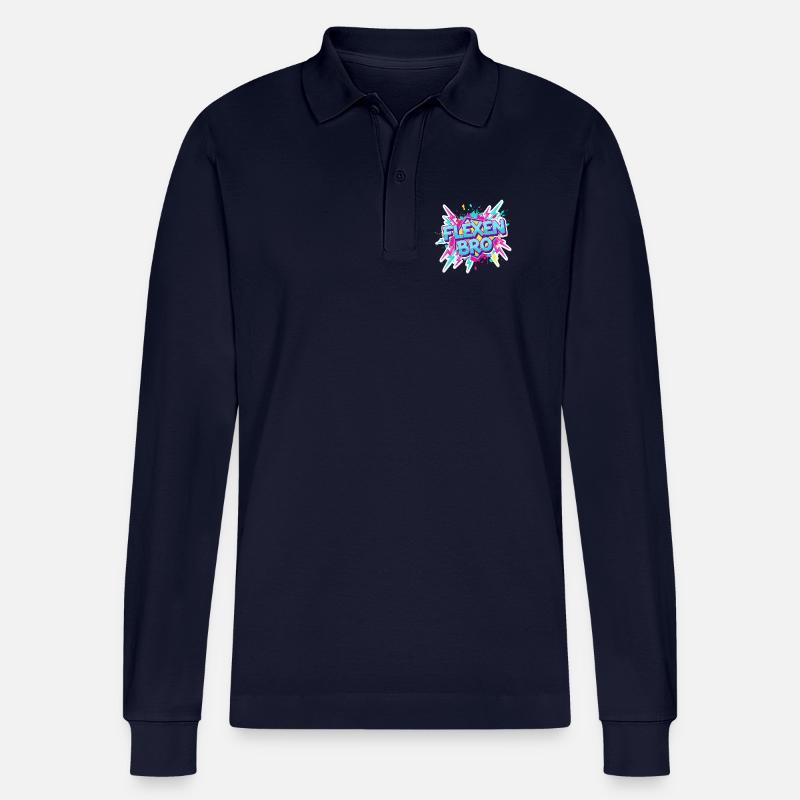 Flexen Bro Graffiti Logo - Stanley/Stella Unisex Bio-Langarm-Poloshirt Prepster - Navy
