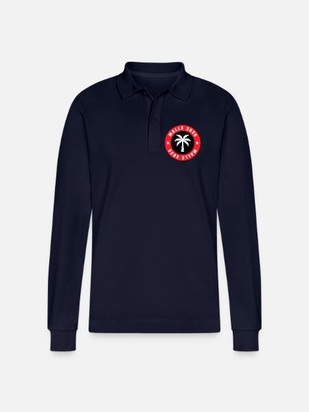 Malle 2026 Palm Tree Circle - Stanley/Stella Organic Unisex Long-Sleeved Polo Shirt Prepster - navy