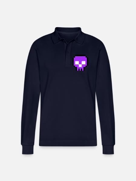 Pixel Skull Game Over - Stanley/Stella Organic Unisex Long-Sleeved Polo Shirt Prepster - navy