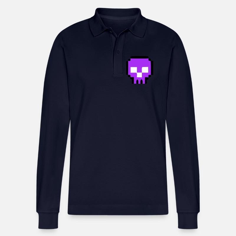 Fin du jeu de Pixel Skull - Polo à manches longues bio PREPSTER Stanley/Stella Unisexe - bleu marine