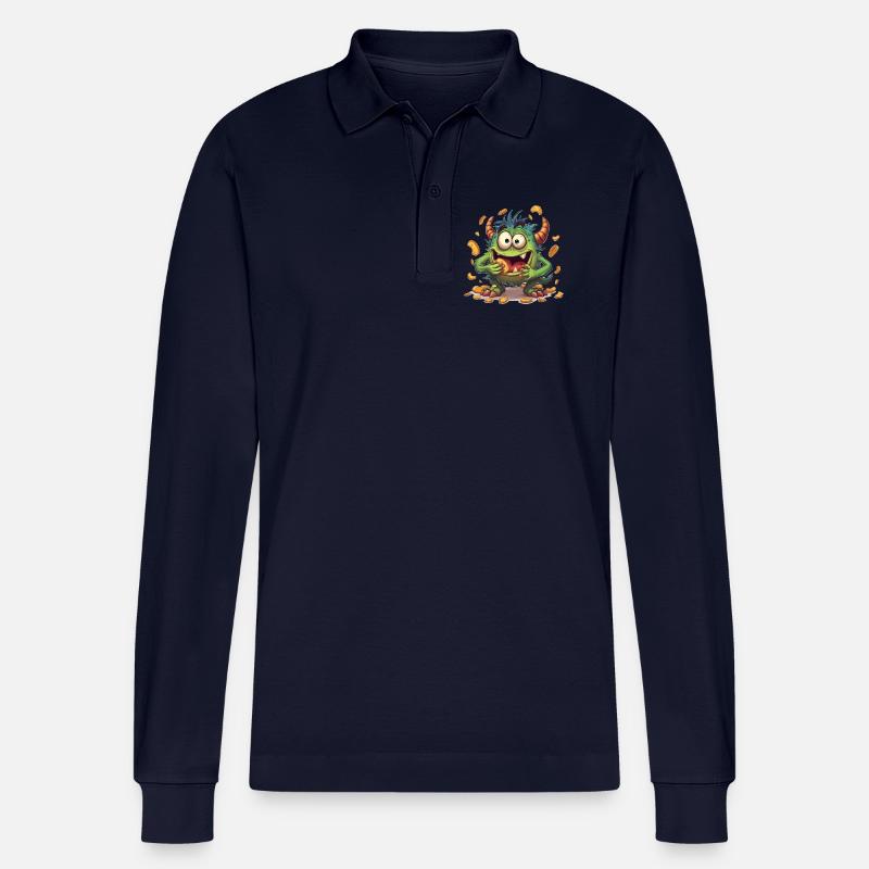 Mint Sample Snacking - Stanley/Stella Organic Unisex Long-Sleeved Polo Shirt Prepster - navy