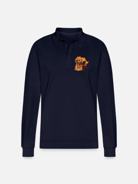 Rhodesian Ridgeback - Stanley/Stella Organic Unisex Long-Sleeved Polo Shirt Prepster - navy