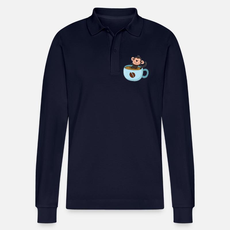 Kaffee-Äffchen - Stanley/Stella Unisex Bio-Langarm-Poloshirt Prepster - Navy