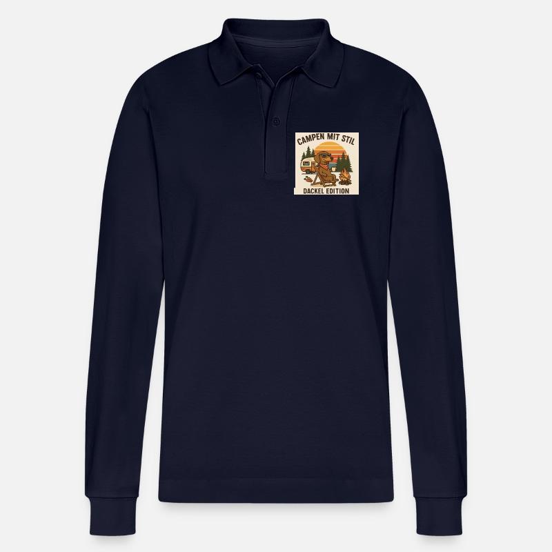 Campen mit Stil: Dackel Edition - Stanley/Stella Unisex Bio-Langarm-Poloshirt Prepster - Navy