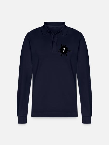 Blobs 7 Number - Stanley/Stella Organic Unisex Long-Sleeved Polo Shirt Prepster - navy
