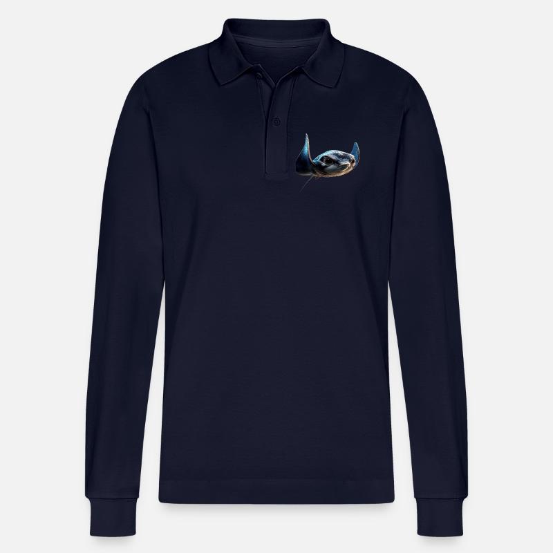 Manta Rochen Teufelsrochen Stachelrochen Taucher - Stanley/Stella Unisex Bio-Langarm-Poloshirt Prepster - Navy