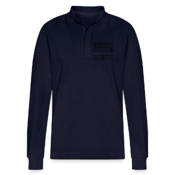 Bannière d’échafaudage courte pour le nom de l’entreprise - Polo à manches longues bio PREPSTER Stanley/Stella Unisexe - bleu marine - Devant - Anna (173cm)