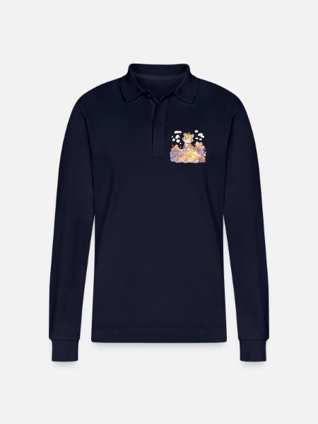 Tigerjunge auf Goldschatz im Herbstwald - Stanley/Stella Unisex Bio-Langarm-Poloshirt Prepster - Navy