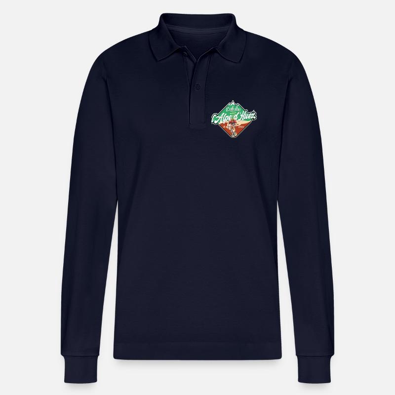 Col de l'Alpe d'Huez Radfahrer - Stanley/Stella Unisex Bio-Langarm-Poloshirt Prepster - Navy