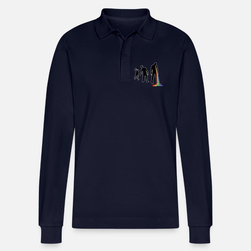 walking drunken rainbow - Stanley/Stella Unisex Bio-Langarm-Poloshirt Prepster - Navy