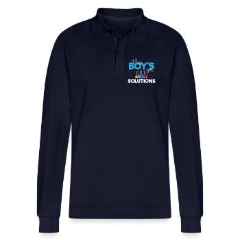 Ce garçon a des solutions - Polo à manches longues bio PREPSTER Stanley/Stella Unisexe - bleu marine - Devant - Anna (173cm)
