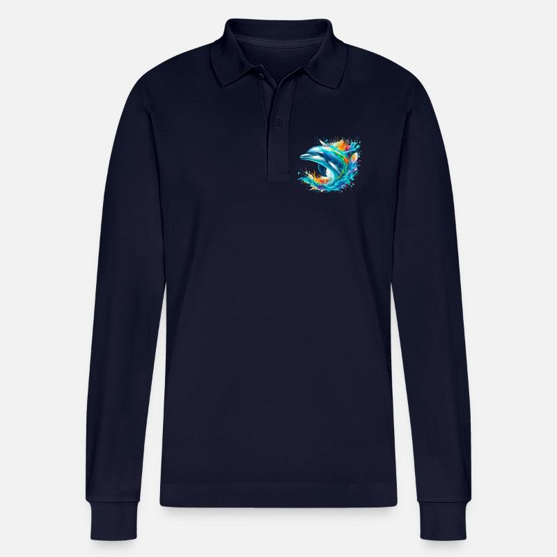 Delfin - Stanley/Stella Unisex Bio-Langarm-Poloshirt Prepster - Navy