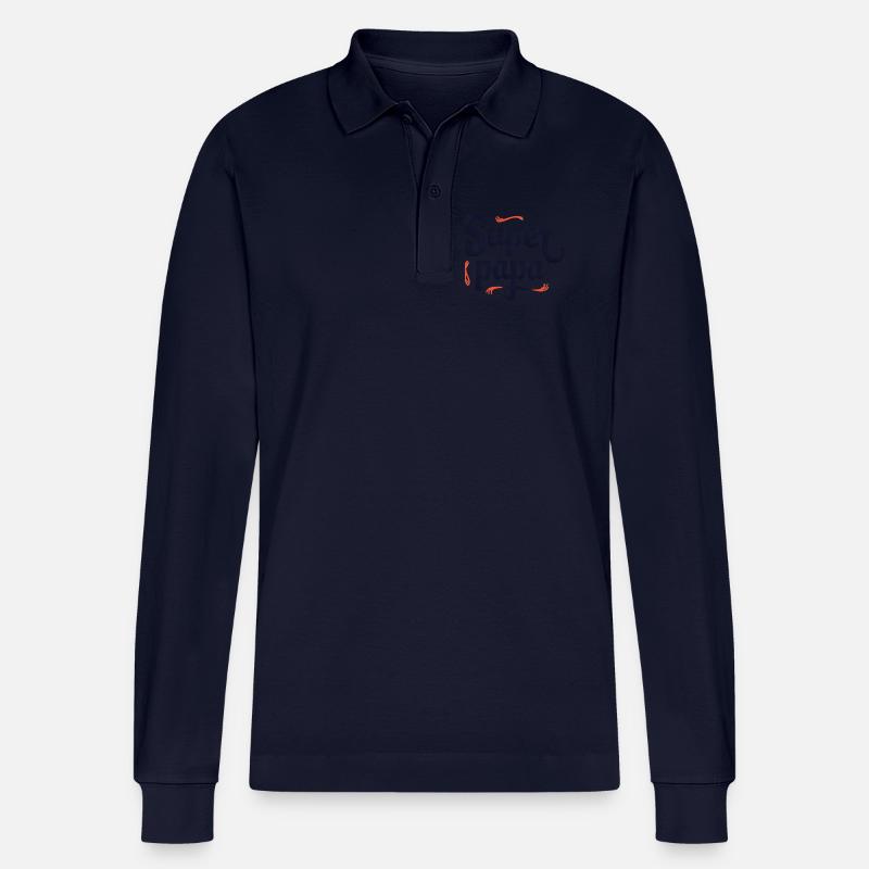 Super Dad Script Sewing - Stanley/Stella Organic Unisex Long-Sleeved Polo Shirt Prepster - navy