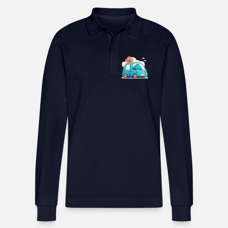 Blaues Auto mit Monster - Stanley/Stella Unisex Bio-Langarm-Poloshirt Prepster - Navy