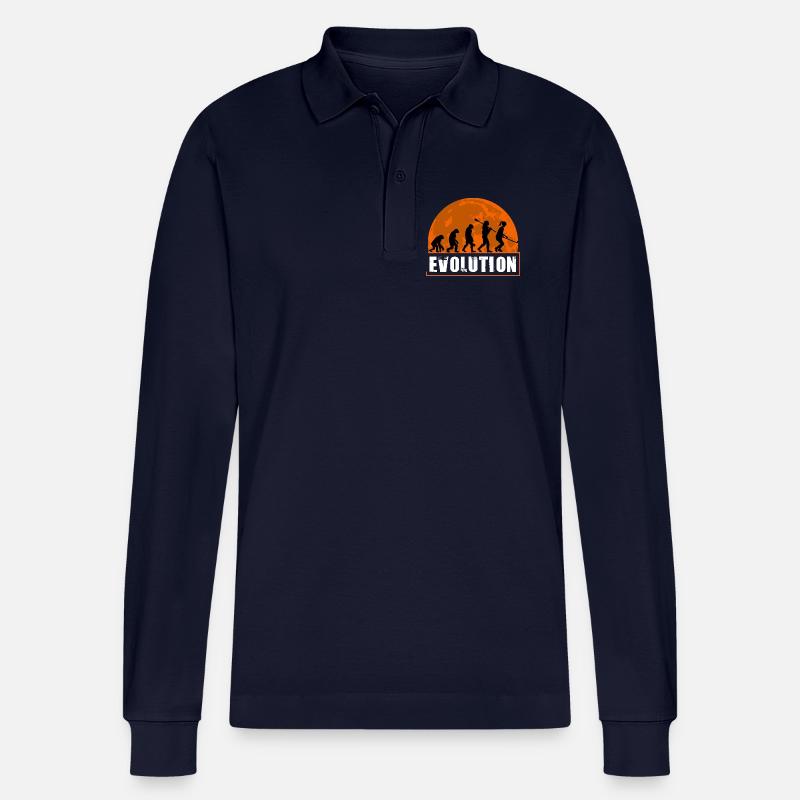 Field Hockey Evolution Silhouette Sunset - Stanley/Stella Unisex Bio-Langarm-Poloshirt Prepster - Navy