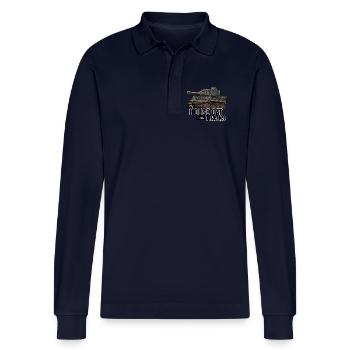 Panzer Tiger I – Mon chat domestique a des traces RCCX - Polo à manches longues bio PREPSTER Stanley/Stella Unisexe - bleu marine - Devant - Anna (173cm)