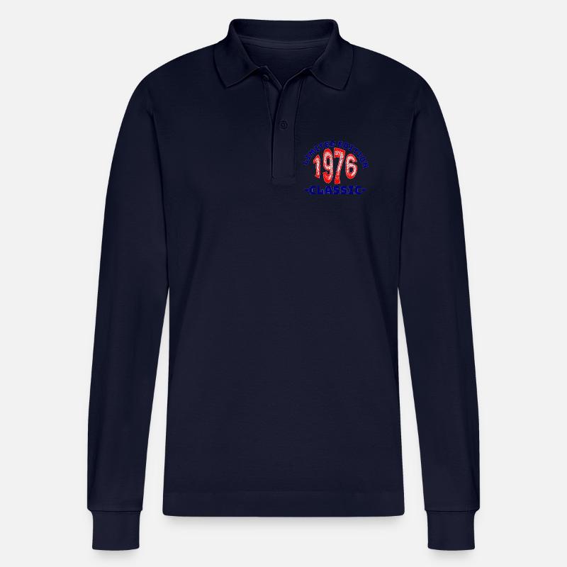 1976 Limitierte Edition Klassisch - Stanley/Stella Unisex Bio-Langarm-Poloshirt Prepster - Navy