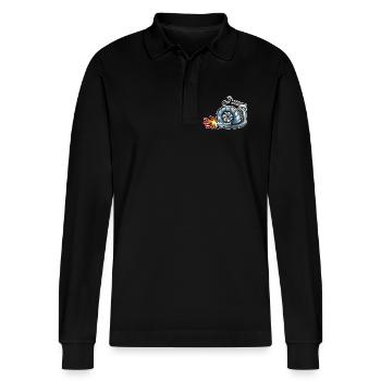 Screw with turbocharger - Stanley/Stella Organic Unisex Long-Sleeved Polo Shirt Prepster - black - Front - Anna (173cm) & Nico (186cm)
