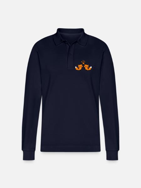 Fuchs Paar Herzen Liebe - Stanley/Stella Unisex Bio-Langarm-Poloshirt Prepster - Navy