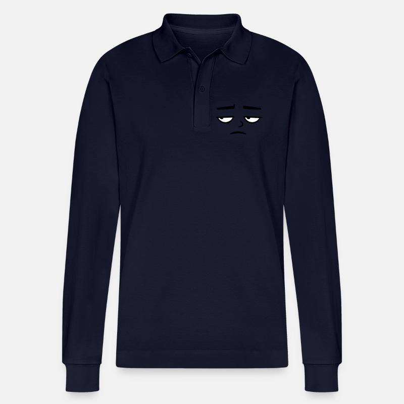 Grumpy sad disappointed face funny - Stanley/Stella Organic Unisex Long-Sleeved Polo Shirt Prepster - navy
