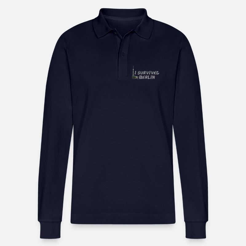 I survived Berlin - Stanley/Stella Unisex Bio-Langarm-Poloshirt Prepster - Navy