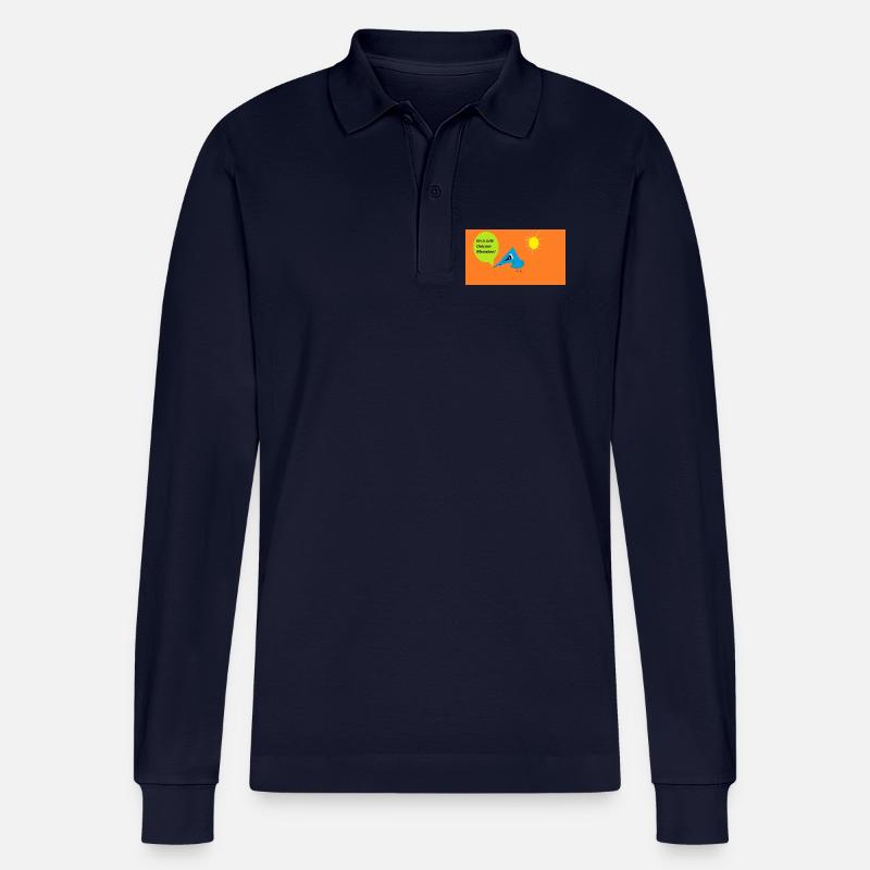 Vogel mit Einhorn-Sprechblase - Stanley/Stella Unisex Bio-Langarm-Poloshirt Prepster - Navy