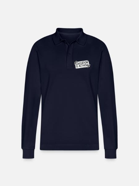 Education Is Activism Bildung Aktivismus Statement - Stanley/Stella Organic Unisex Long-Sleeved Polo Shirt Prepster - navy