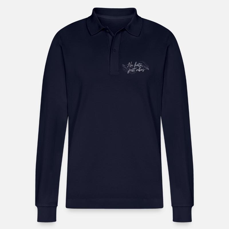 No Hate Just Vibes - Stanley/Stella Unisex Bio-Langarm-Poloshirt Prepster - Navy