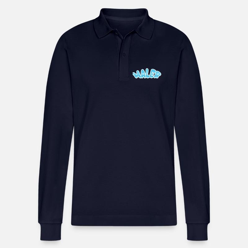 WALER Bubble-Style Blau Design - Stanley/Stella Unisex Bio-Langarm-Poloshirt Prepster - Navy