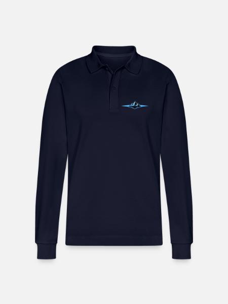 Mountains icon line - Stanley/Stella Organic Unisex Long-Sleeved Polo Shirt Prepster - navy