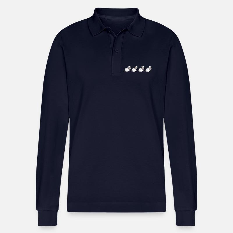 Kleines Schafherde I Schafe Schäfchen Zählen - Stanley/Stella Unisex Bio-Langarm-Poloshirt Prepster - Navy