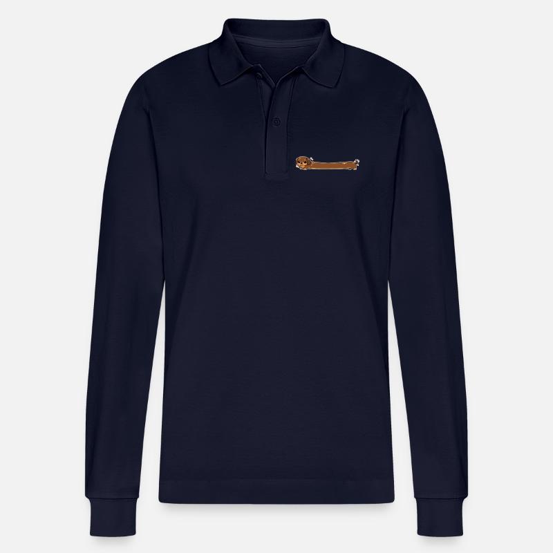 Langer Dackel süss - Stanley/Stella Unisex Bio-Langarm-Poloshirt Prepster - Navy
