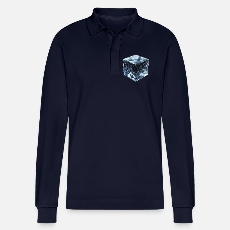 Ein Eiswürfel im Polygon-Stil - Stanley/Stella Unisex Bio-Langarm-Poloshirt Prepster - Navy