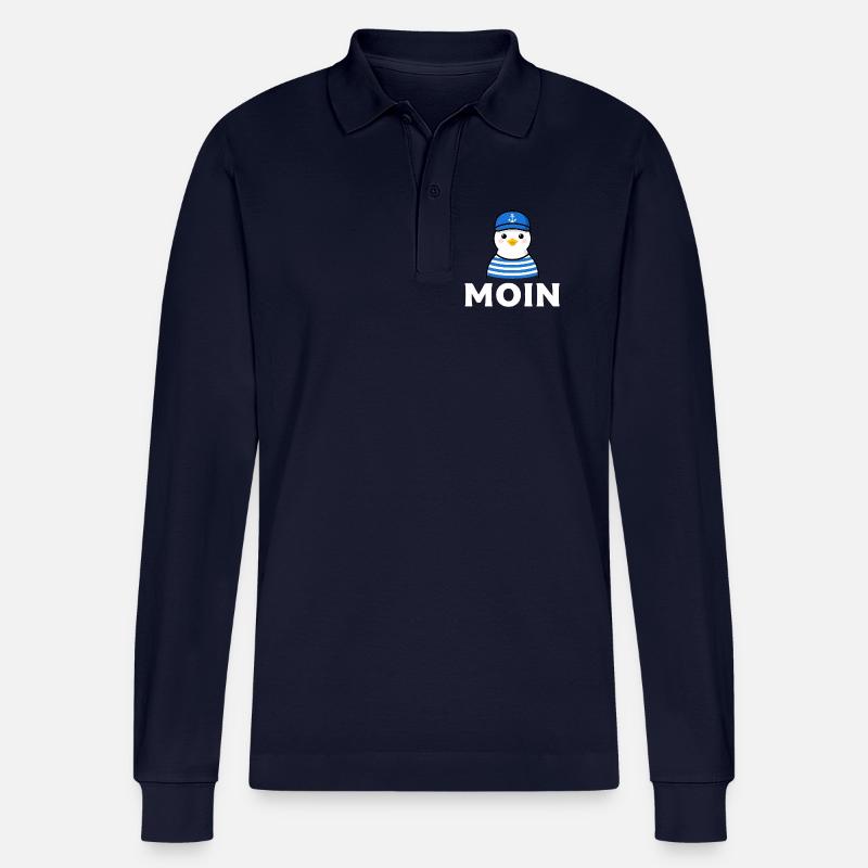 Moin Möwe im Sailor-Stil - Stanley/Stella Unisex Bio-Langarm-Poloshirt Prepster - Navy