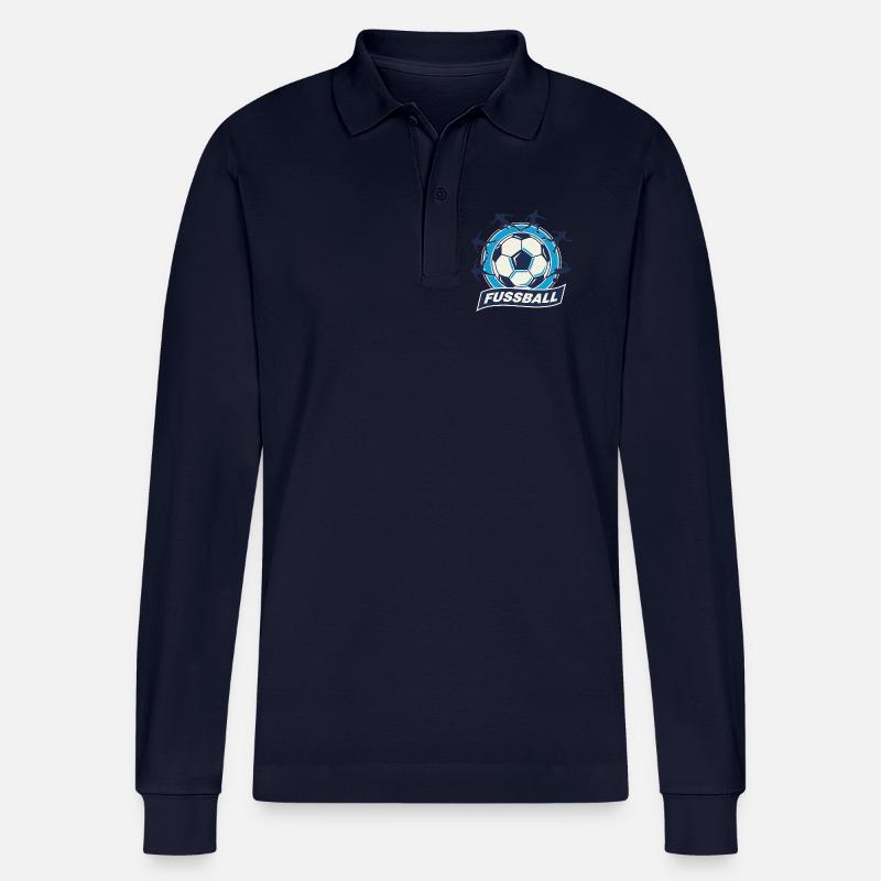 Fussball Kreis Emblem Dynamik - Stanley/Stella Unisex Bio-Langarm-Poloshirt Prepster - Navy
