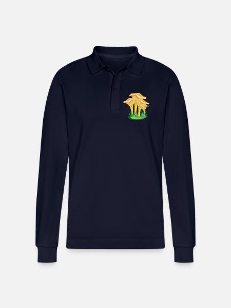 Mushroom mushrooms - Stanley/Stella Organic Unisex Long-Sleeved Polo Shirt Prepster - navy
