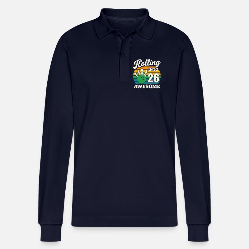 Rolling Into 26 Birthday Design - Stanley/Stella Unisex Bio-Langarm-Poloshirt Prepster - Navy