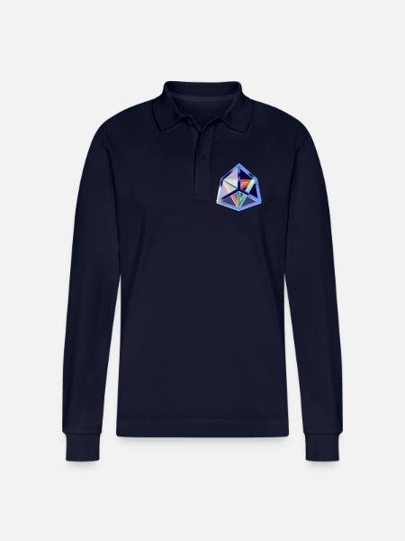 Geometric Move (Icy Cube) - Stanley/Stella Organic Unisex Long-Sleeved Polo Shirt Prepster - navy