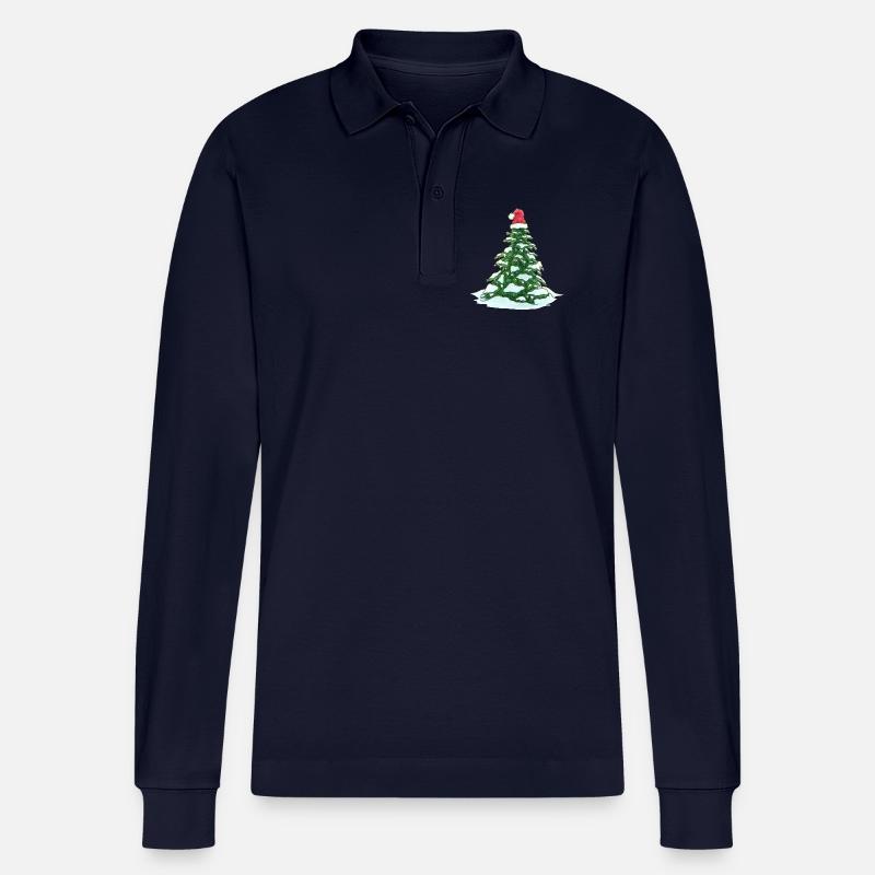 Weihnachtsbaum mit Weihnachtsmütze - Stanley/Stella Unisex Bio-Langarm-Poloshirt Prepster - Navy