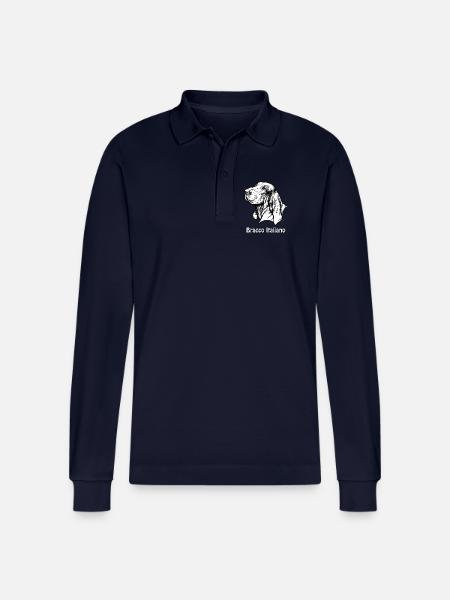 Bracco Italiano Portrait with text - Stanley/Stella Organic Unisex Long-Sleeved Polo Shirt Prepster - navy