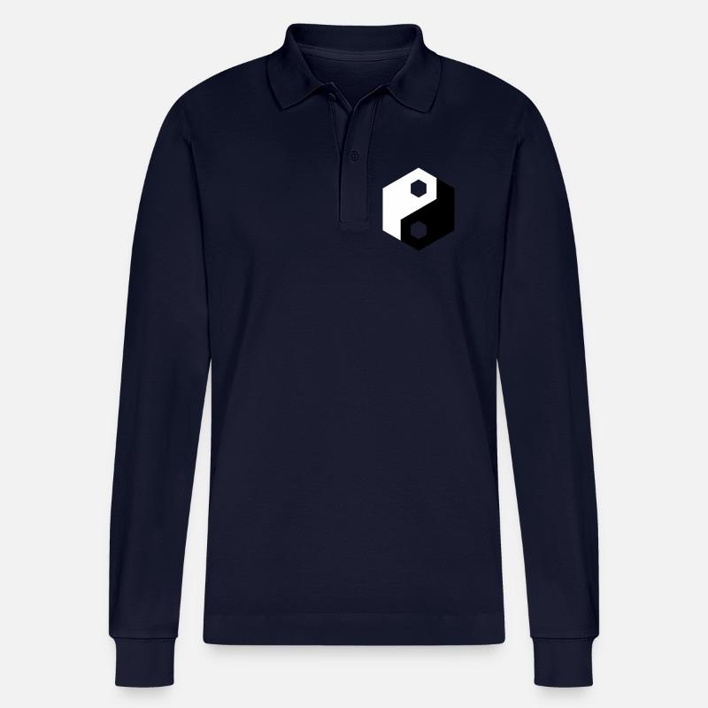 Hex-Ausschnitt Yin Yang - Stanley/Stella Unisex Bio-Langarm-Poloshirt Prepster - Navy